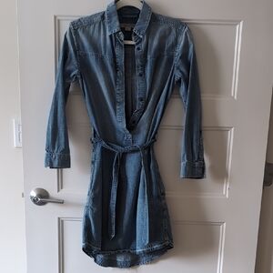 All Saints Denim Button-Up Dress with Belt